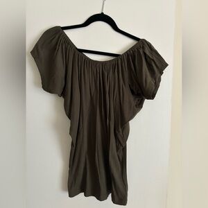 New York & Company Olive Off-Shoulder Blouse
